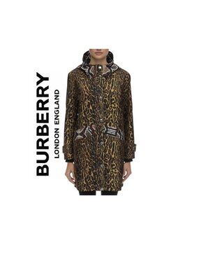 NWT ~ BURBERRY LEOPARD PRINT HOODED RAINCOAT sz 10